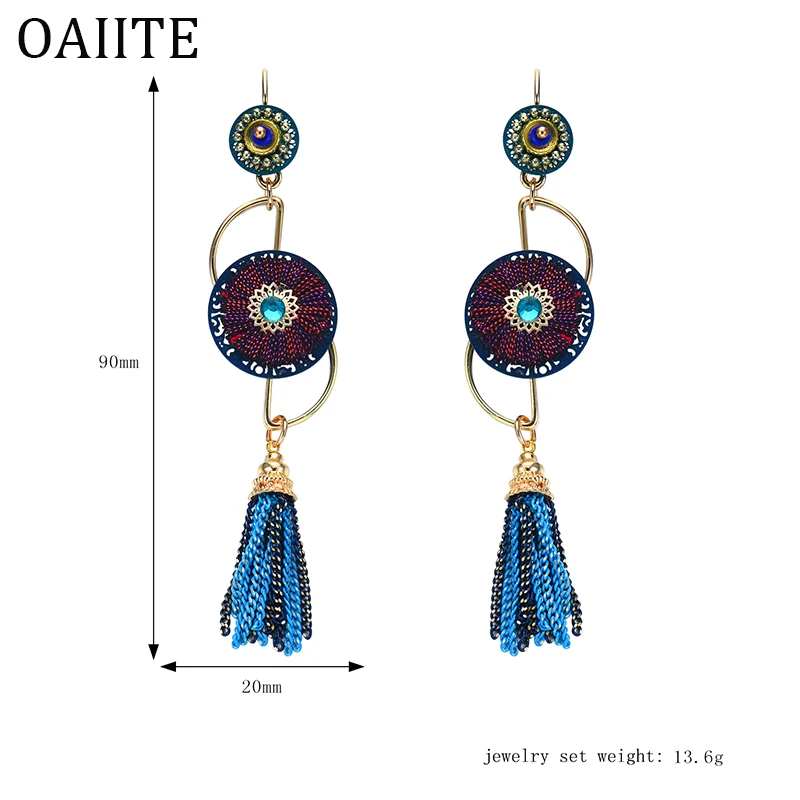 Oaiite Винтаж богемный Серьги для Для женщин Этническая кисточкой Длинные серьги
