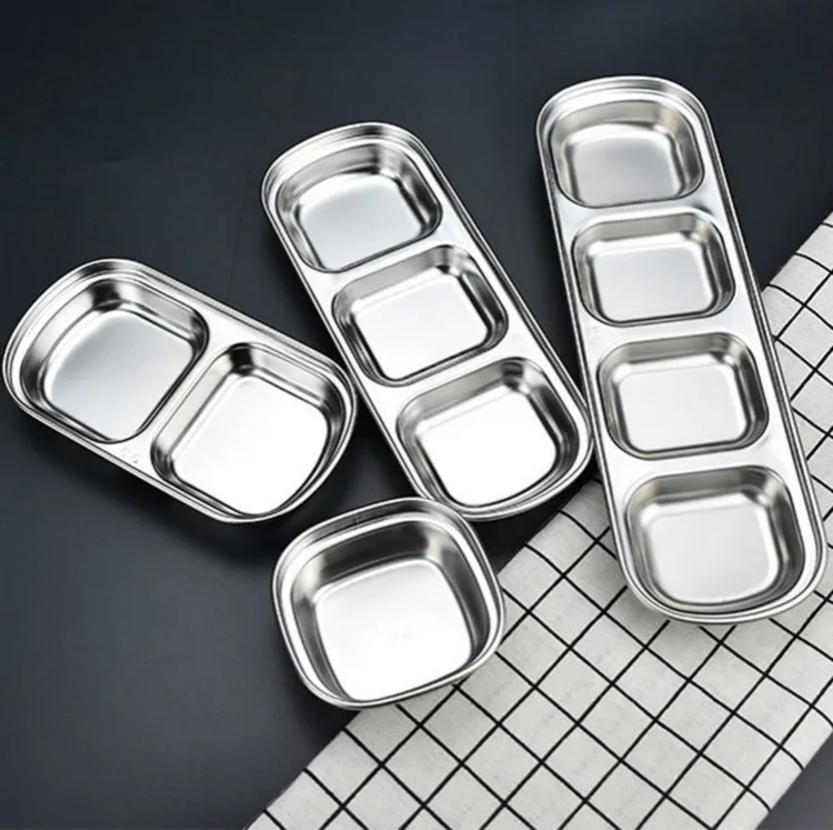 

Sauce Dish Stainless Steel Soy Tomato Sauce Salt Vinegar Sugar Spices Flavor Condiment Dip Bowls Korean BBQ Home Kitchen Plates