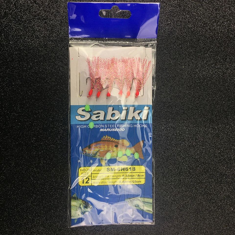 6 шт./лот рыболовные Крючки Sabiki для ловли карпа разноцветные резьбовые хвостовые