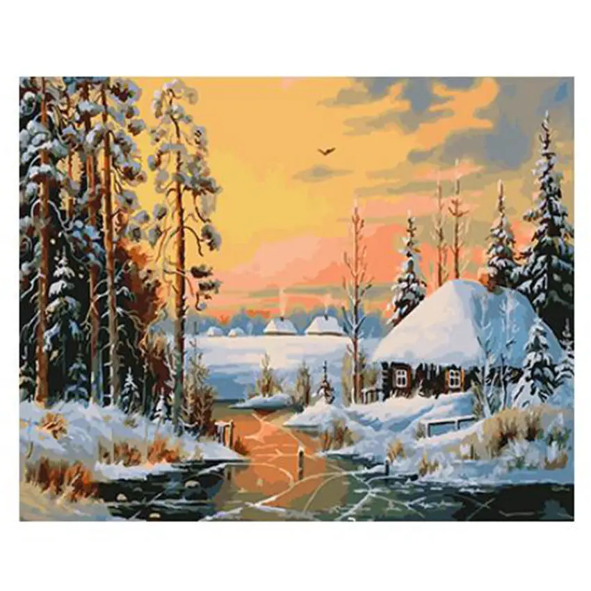 scenery painting 22 Rihe DIY картина по номерам проселочная дорога Картина& каллиграфия уникальный подарок для гостиной домашний Декор 16x20 дюймов - Цвет: scenery painting 22