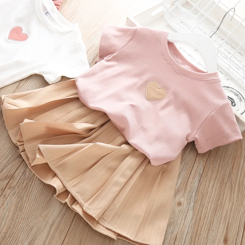 Комплект одежды для маленьких девочек летний костюм плиссированная короткая