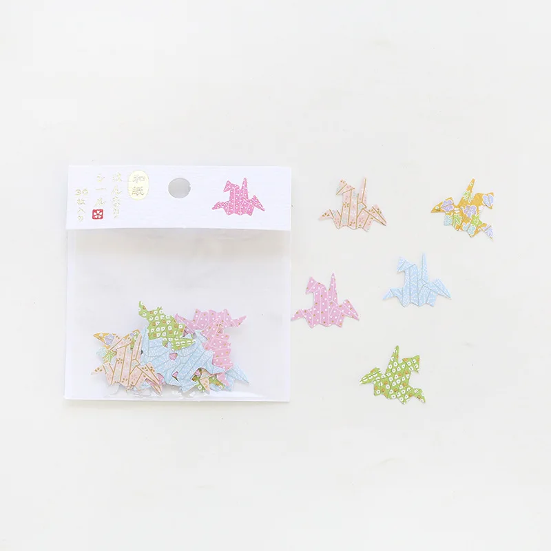 Paper Crane 30 шт./упак. Kawaii клейкие ленты без рисунка панды кошки Сакура птица кролик краны пожелания мини стикеры на клейкой основе с ярлыком декоративные наклейки - Цвет: Paper Crane