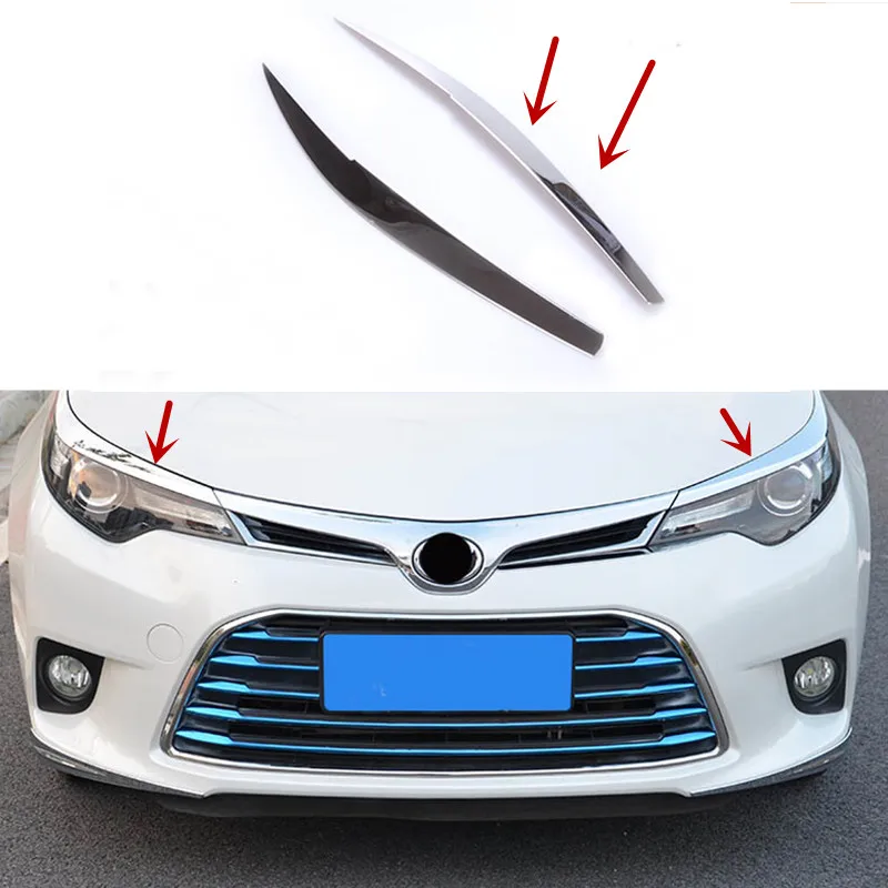 2 шт. серебристый нержавеющей Налобные фонарики для бровей планки Toyota Левин 2015