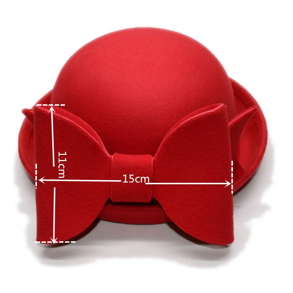 Women Men /Kid Child Retro Vintage Big Bowknot Band 100% Wool Derby Billycock Top Cap Bowler Hat Fedora (57cm/54cm-Adjust) | Аксессуары