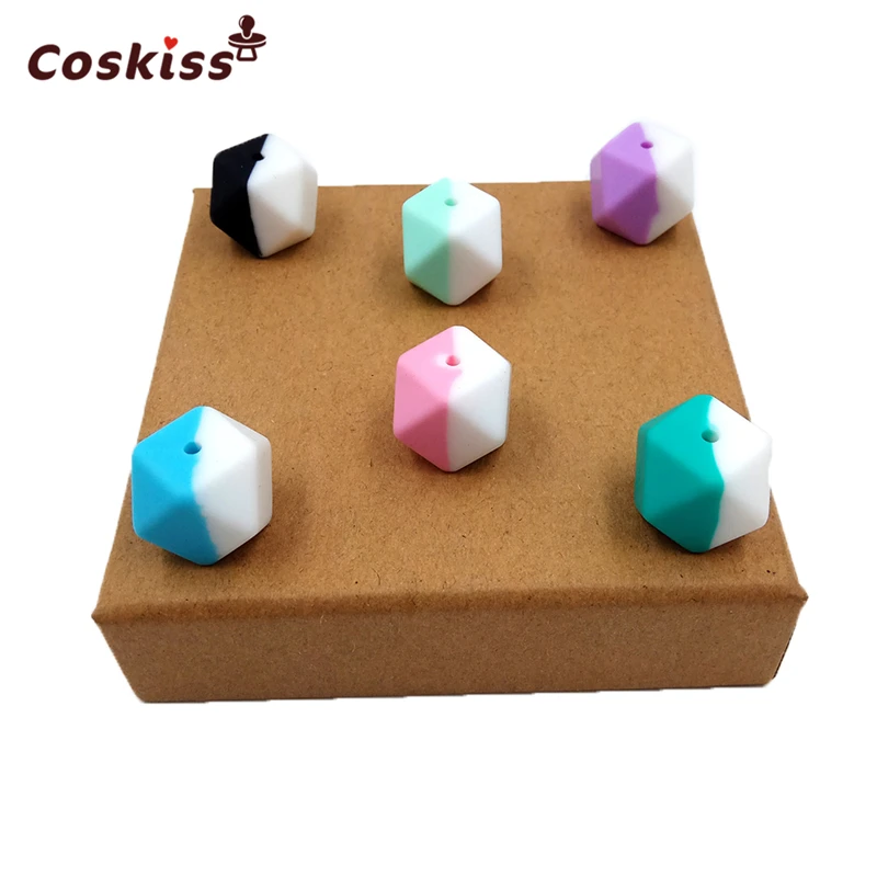 Coskiss 10 шт. силиконовые бусины для прорезывателя двухцветные 17 мм