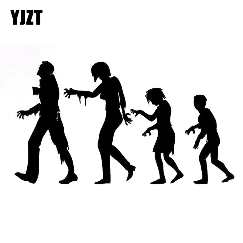 

YJZT 15,8x8,8 см забавная виниловая наклейка с изображением зомби на Хэллоуин для украшения автомобиля, цвет черный/Серебряный