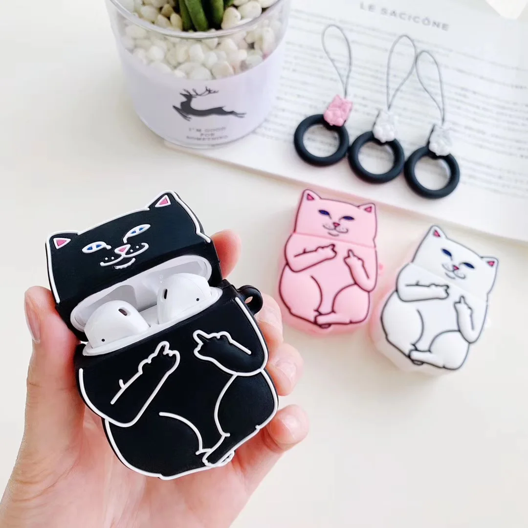 Мультяшный чехол для AirPods 2 милый силиконовый телефона с Bluetooth Apple Air pods pro кольцо 3D