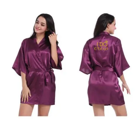 Индивидуальные I Do Crew Robe Золото письмо невесты команда кимоно атласный халат бакалавр свадебный подарок одежда для невесты
