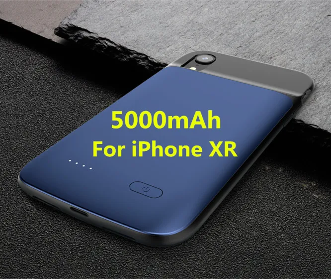 Blue NTSPACE 5000 mAh жидкий силиконовый ударопрочный аккумулятор зарядное устройство чехол для iPhone XR Внешний Аккумулятор Чехол - Цвет: Blue