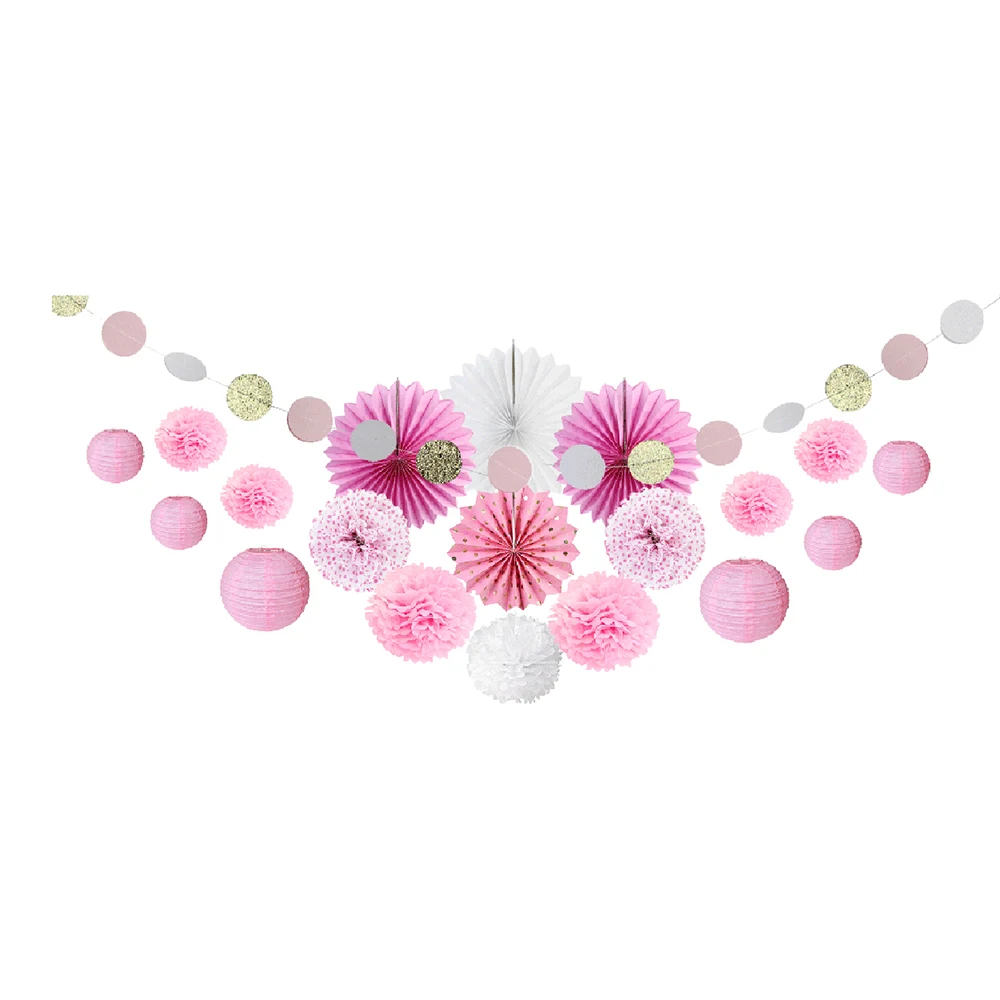 20 шт. розовый комплект украшений для вечеринки круглая гирлянда в горошек