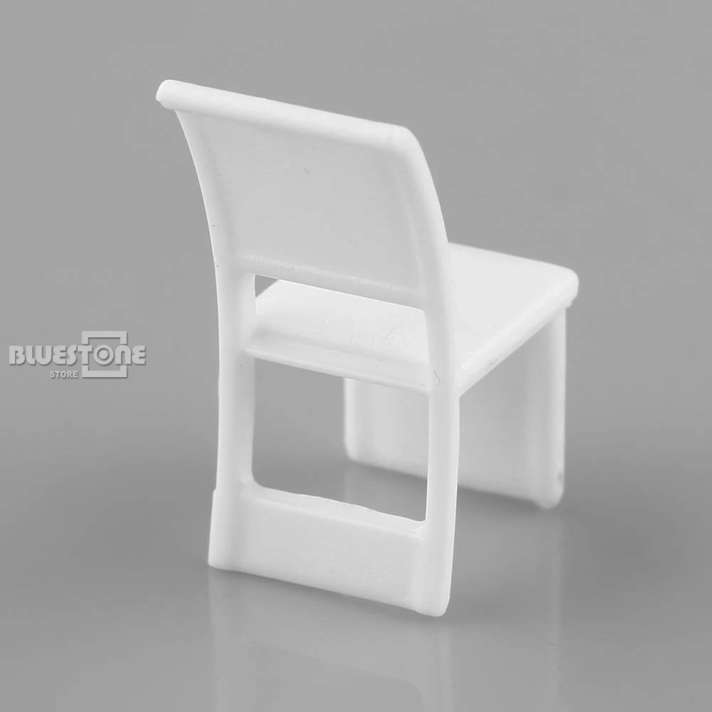 10 комплектов белых круглых столов и стульев из строительных материалов масштаба