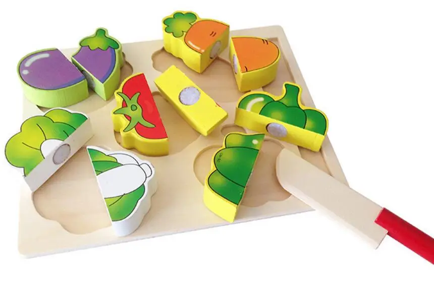 Wooden Children Kitchen Toys Pretend Play Cut Vegetable and Fruit Sets Montessori Educational for Gifts | Игрушки и хобби