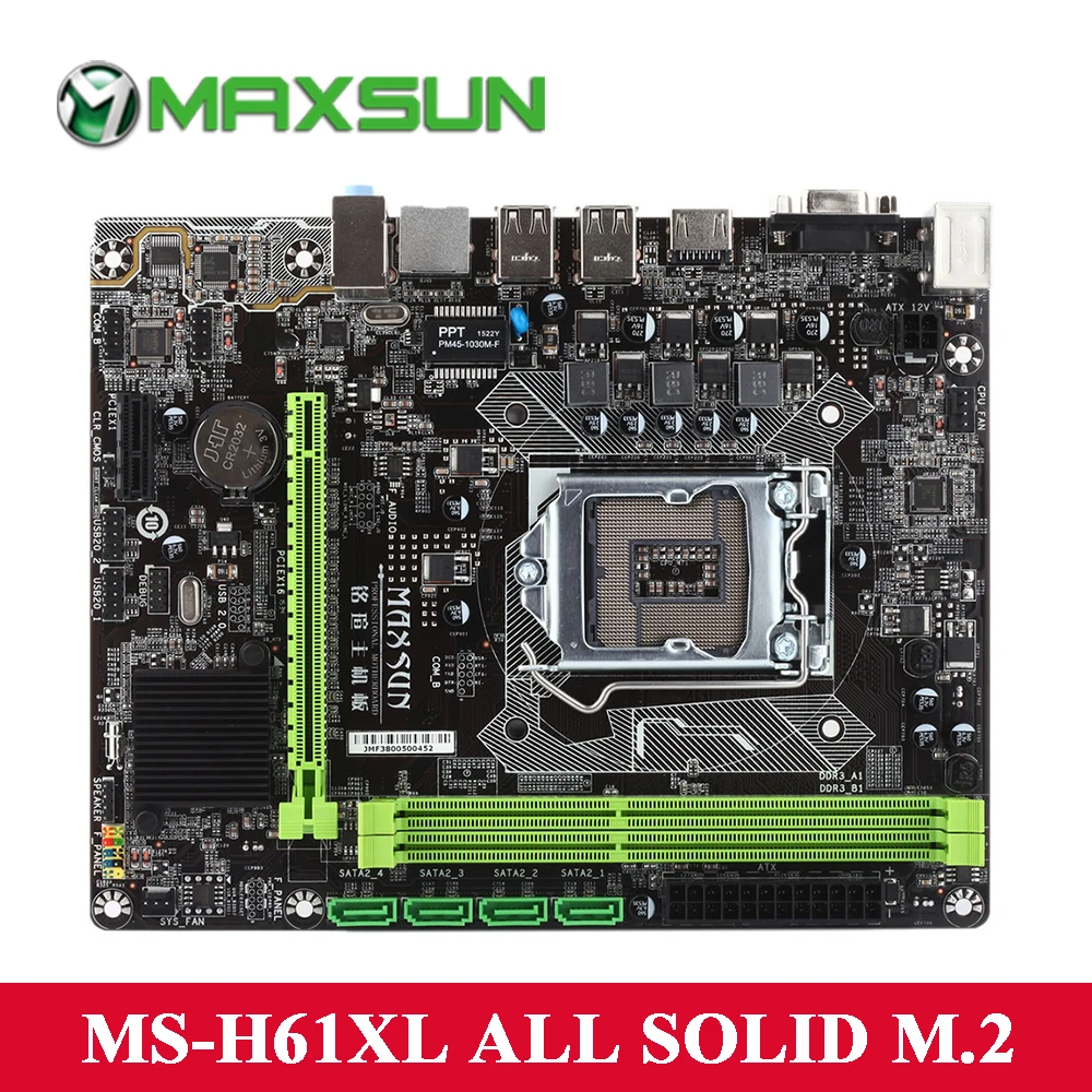 MAXSUN H61XL все твердые M.2 материнской LGA1155 DVI + HDMI Поддержка DDR3 двухканальный 4 * SATA2.0
