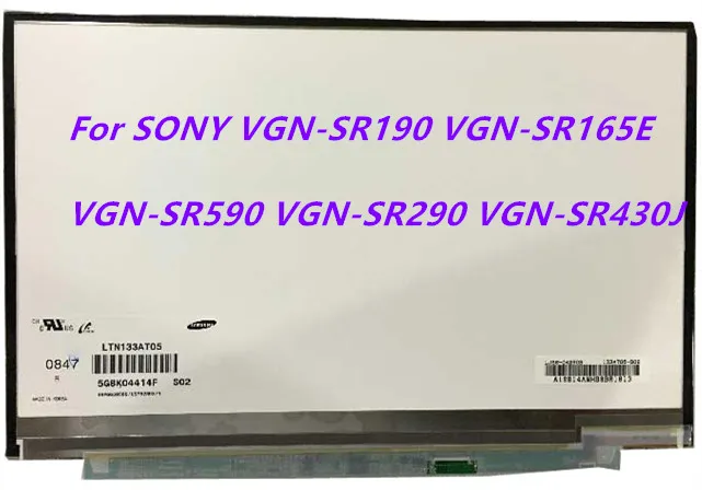 LTD133EWZX 13," дисплей WXGA HD 1280*800 монитор для SONY VGN-SR190 VGN-SR165E VGN-SR590 VGN-SR290 VGN-SR430J ЖК-дисплея ноутбука Экран