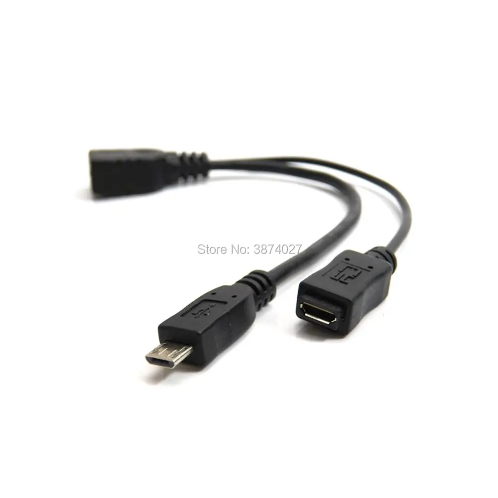 1 в 2 OTG Micro USB Host Power Y Splitter адаптер для Mirco 5 Pin Мужской Женский кабель черный|Кабели