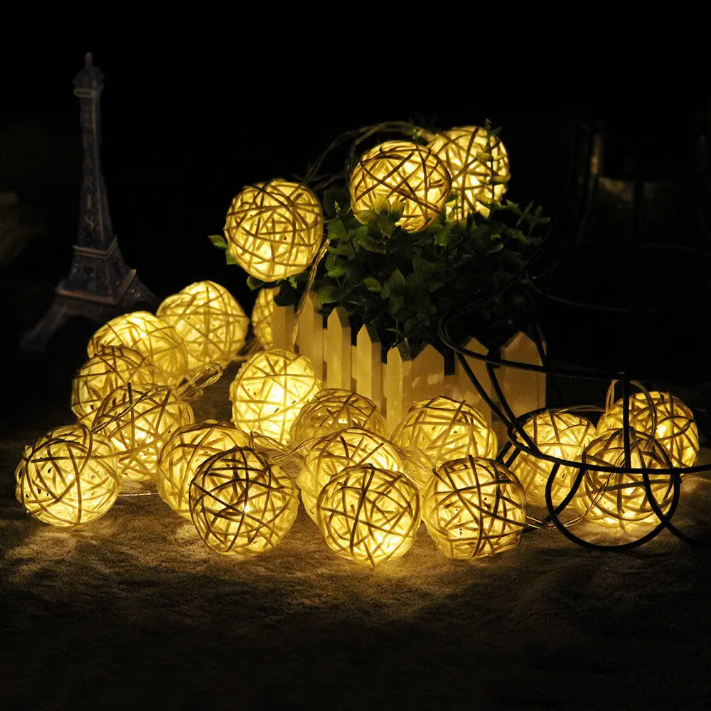 50 светодиодных ротанговых шаров Luminaria сказочные декоративные световые гирлянды