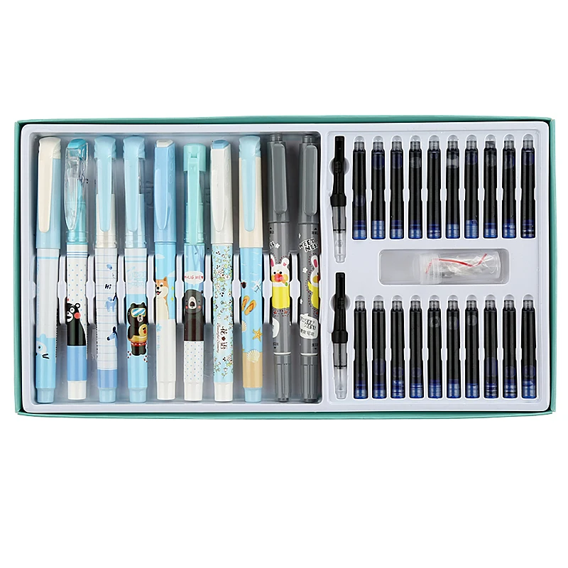 Children Student Correct Posture Cartoon Fountain Pen Set Include Erasing Ink Cartridges Converters The Best Christmas Gift | Канцтовары