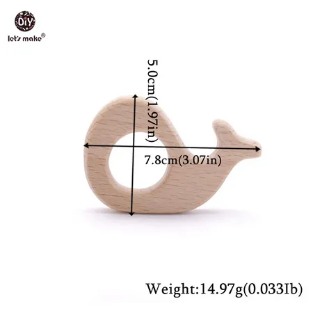 whale Let's Make/1 шт. Прорезыватель для зубов, деревянные кольца в виде животных, единорог, камера, ежик, деревянный Прорезыватель для зубов, кулоны для кормления, игрушки для прорезывания зубов - Цвет: whale