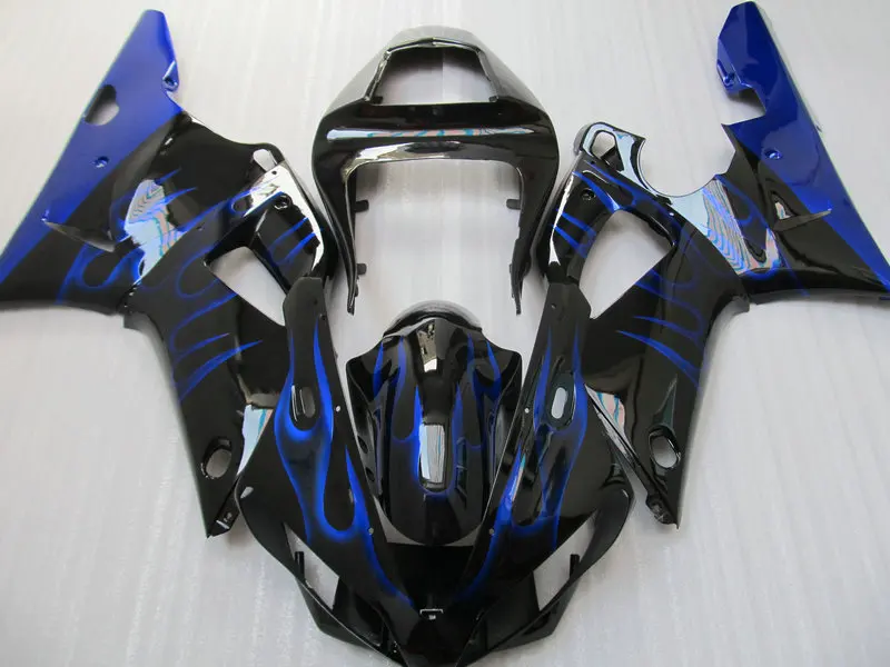 Топовый Комплект обтекателя мотоцикла для YAMAHA YZFR1 00 01 YZF R1 YZF1000 2000 2001 ABS Blue flames black