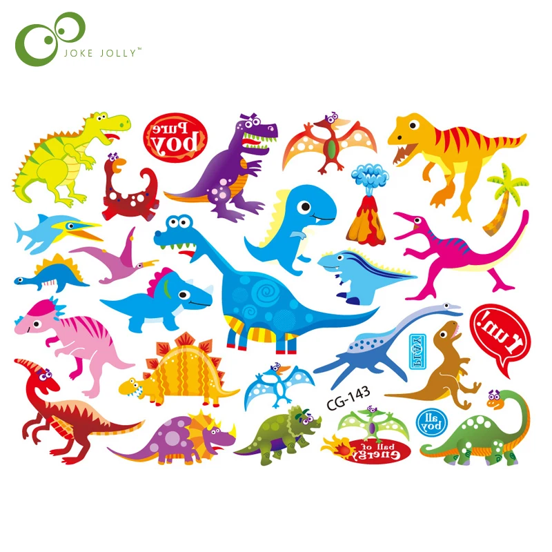 2 шт. Динозавры юрского периода тату наклейки водонепроницаемые Переводные
