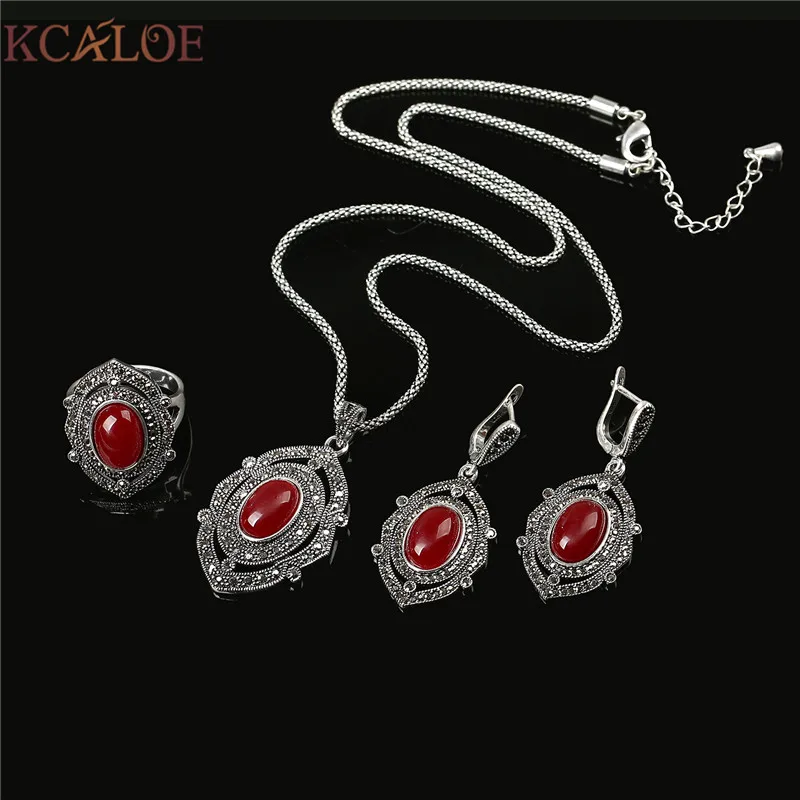 KCALOE синий/красный/зеленый натуральный камень ювелирные наборы для женщин