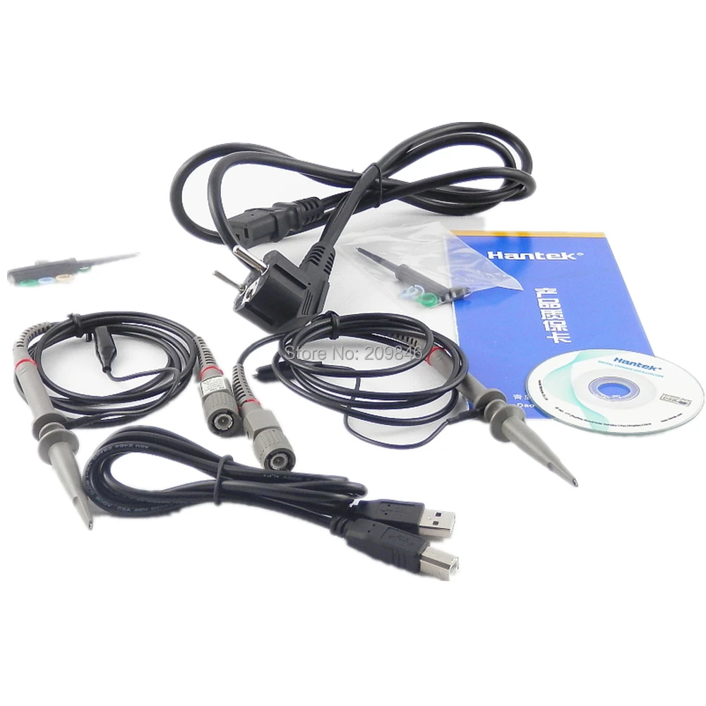 7'' TFT LCD 2CH Record Length 40K USB AC110-220V 200MHz 2 Channels 1GSa/s Hantek DSO5202P Digital storage oscilloscope |