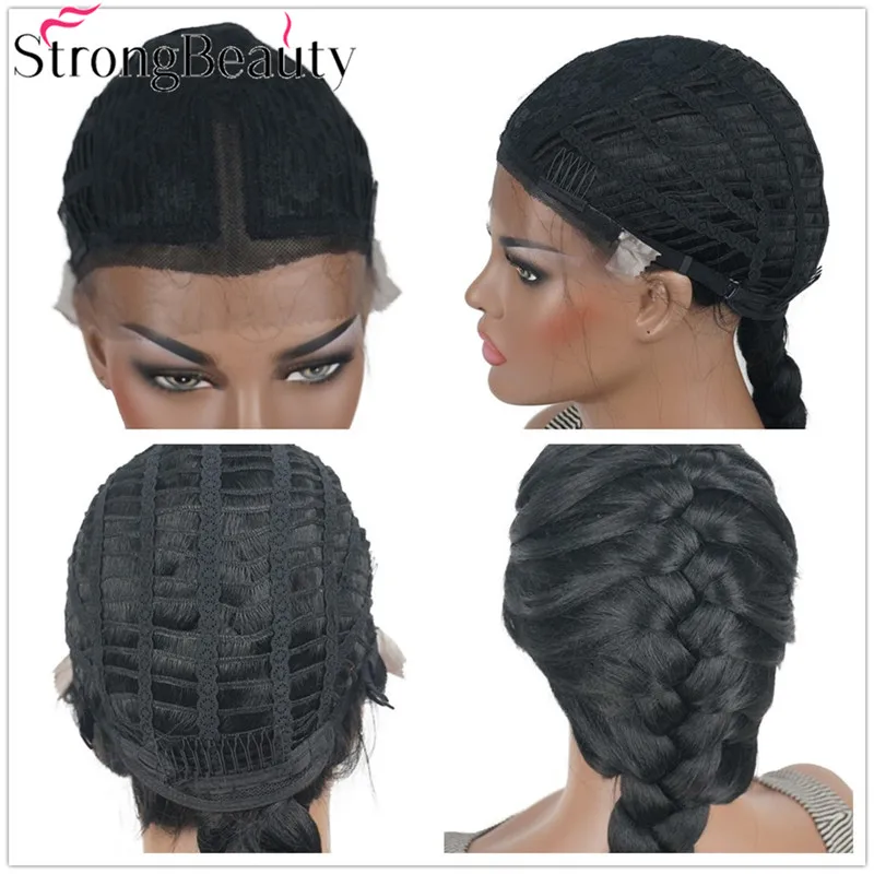 StrongBeauty длинные косички Прически Кружева передние парики для женщин синтетические черные волосы парик