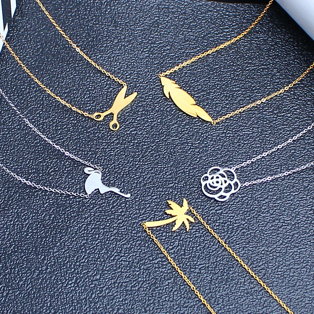 Ожерелье с подвеской из нержавеющей стали модная цепочка чокер для женщин