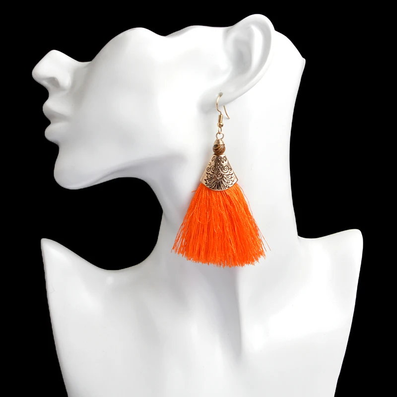 Богемные красочные большие висячие серьги с кисточками модные для женщин