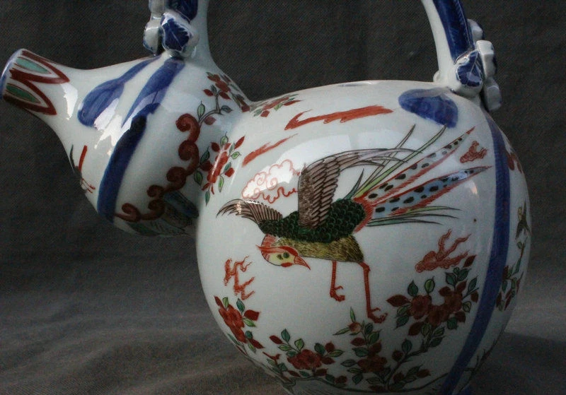 10 &quotКитайский Wu Cai фарфор династии Мин кран ручка Тыква Вино чайник Флагон | Дом и