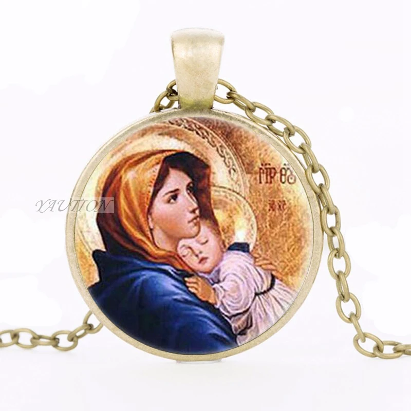 YAUTION Девы Марии с Детская Подвеска Цепочки и ожерелья Стекло ювелирных печати