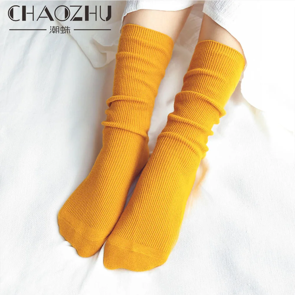 CHAOZHU Women's Socks Japanese Cotton Multi colors Cute long rib soft high quality loose Socks for Girl Christmas Gift