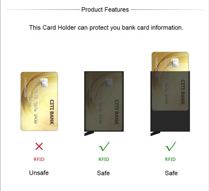 Противоугонная Мужская винтажная Кредитная Держатель для Карт RFID Автоматическая эластичная алюминиевая полиуретановая посылка для карт мужской держатель для карт Rifd кошелек чехол для карт