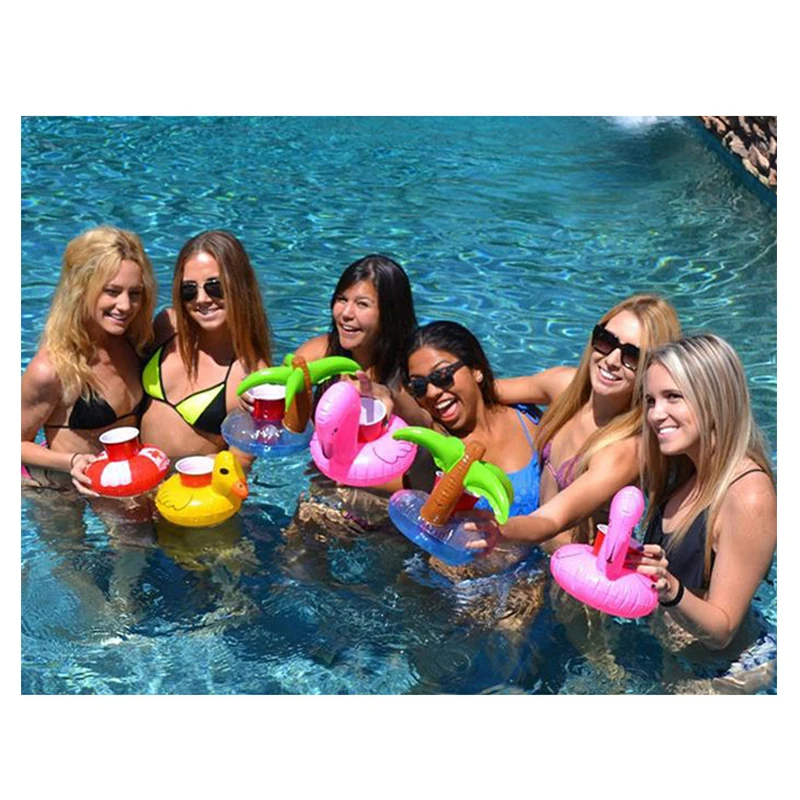 2 PCS Cute Flamingo Drink Holder Inflatable Swimming Floating Bathing Beach Party Kids Float Water Toys |