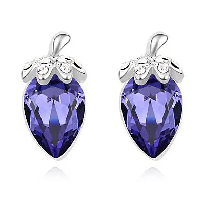 Простые OL стильные серьги гвоздики с настоящими кристаллами Swarovski белого золота