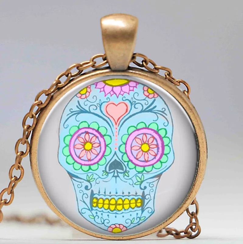 Хип-хоп панк мексиканский тату череп подвеска ожерелье очаровательное мужское