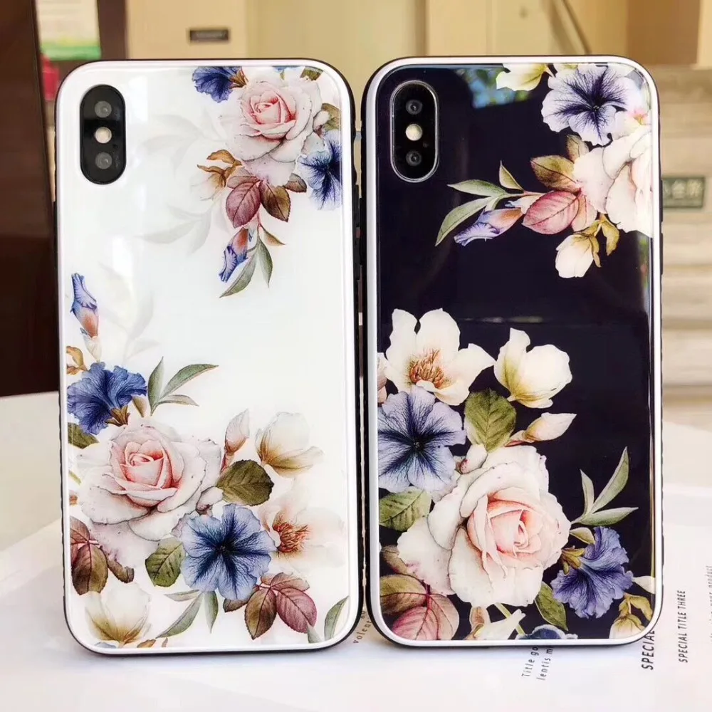 Casonpai роскошный цветочный стеклянный Жесткий Чехол для iPhone XS Max XR чехол для телефона с цветочным рисунком для iPhone X 7 8 6 6S Plus чехол s Coque