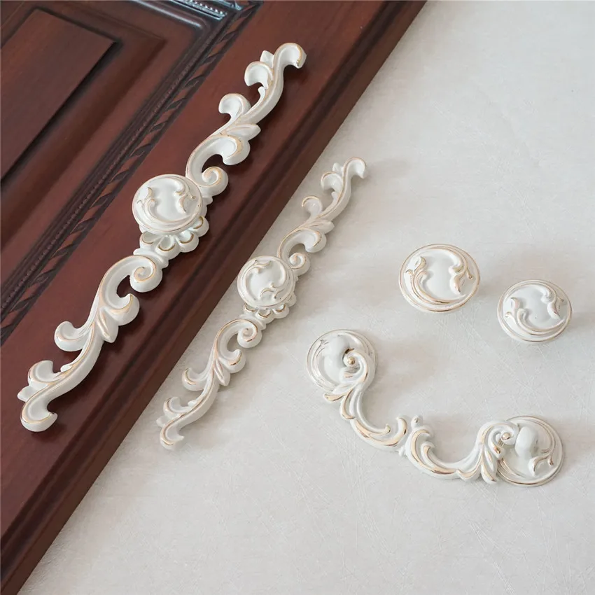 Потертые шикарные круглые ручки для ящиков слоновая кость белая золотая шкафа
