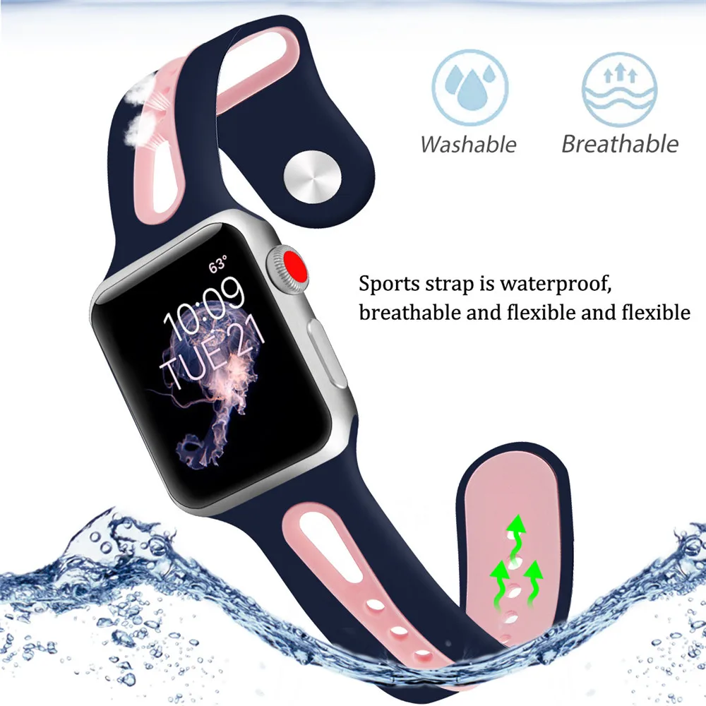 Essidi браслет из мягкой резины ремешок для Apple Watch серии 1 2 3 4 5 Smart Band Loop 38 мм 40 мм 42 мм 44 мм ремешок для Iwatch