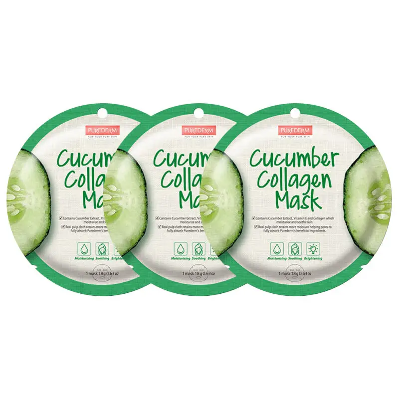 Cucumber 3pcs PUREDERM круговая маска 3 шт. уход за кожей завод увлажняющая маска для лица масла управление угрей Remover Тканевая маска для лица Корея Косметика - Цвет: Cucumber 3pcs