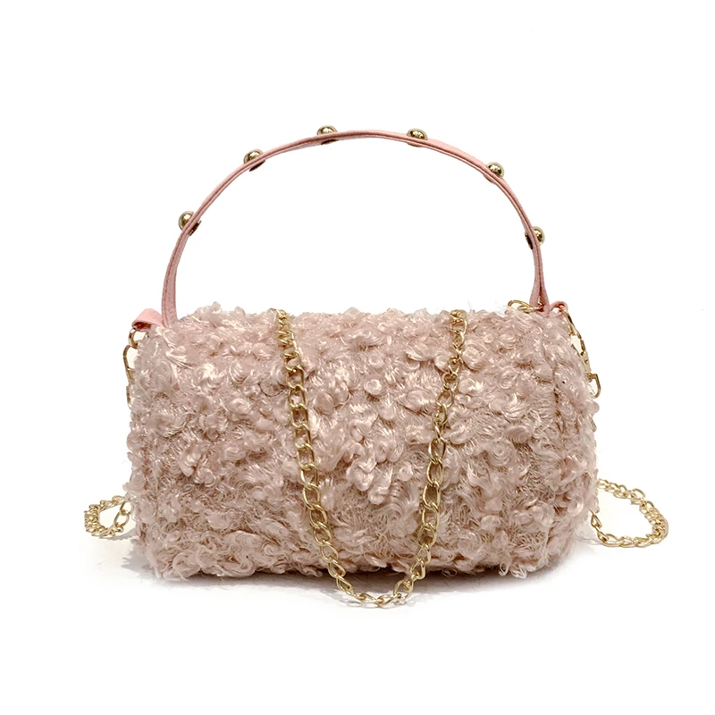 Модные женские туфли плюшевые Сумки сумки на плечо Повседневное велюр большой