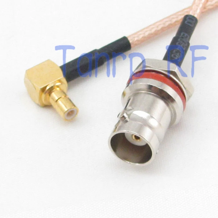 

8in mini BNC female with nut bulkhead to SMB male right angle RF adapter 20CM Pigtail coaxial jumper cable RG316 extension cord