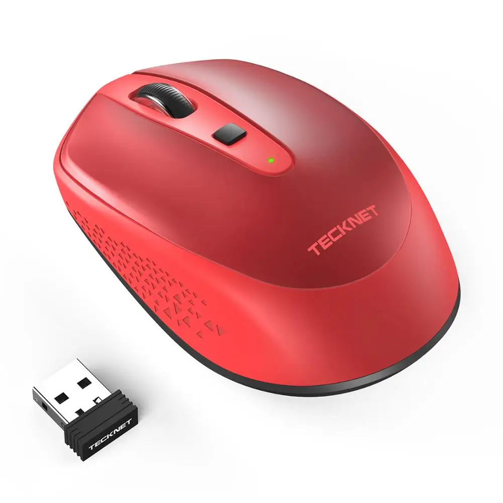 Red TeckNet Omni мини мышь компьютерная беспроводная мышь с USB приемником 2,4 ГГц шикарные мыши 1 батарея Регулируемая 1600 dpi мыши для ноутбука - Цвет: Red