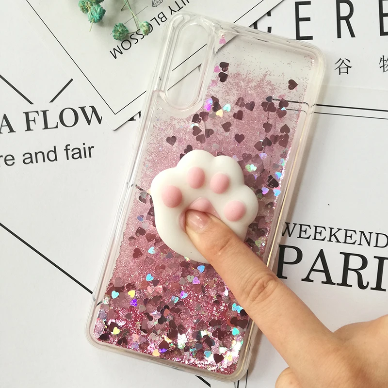 3D Squishy Cat Cases For Huawei P smart P8 p9 lite mini 2017 Liquid Glitter Cover Honor 8 pro 9 10 V10 6A 6X 5A 5X 5C 4A |