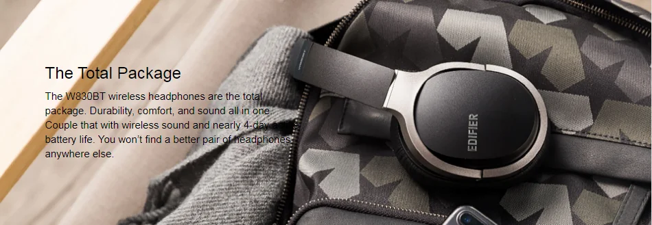 Edifier W830BT Bluetooth наушники, накладные беспроводные наушники, стерео гарнитура Hi-Fi с микрофоном и пультом дистанционного управления для телефонов, ПК, стола