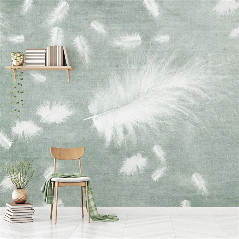 

Custom Photo Wallpapers White Feather Wall Papers for Living Room Bedroom Home Decor Nordic Murals Wallpapers for Walls 3D Leaf