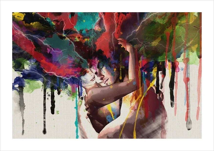 

Wlong Love Kiss Oil Painting Canvas Art Paintings For Living Room Wall No Frame Decorative Pictures Abstract Art Painting