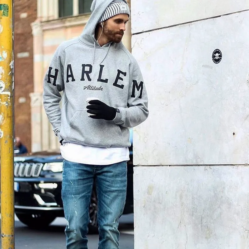 HARLEM, мужские толстовки с капюшоном, с черным платьем, хип-хоп, мантия, толстовки, модная куртка, длинные рукава, плащ, мужские пальто, верхняя одежда