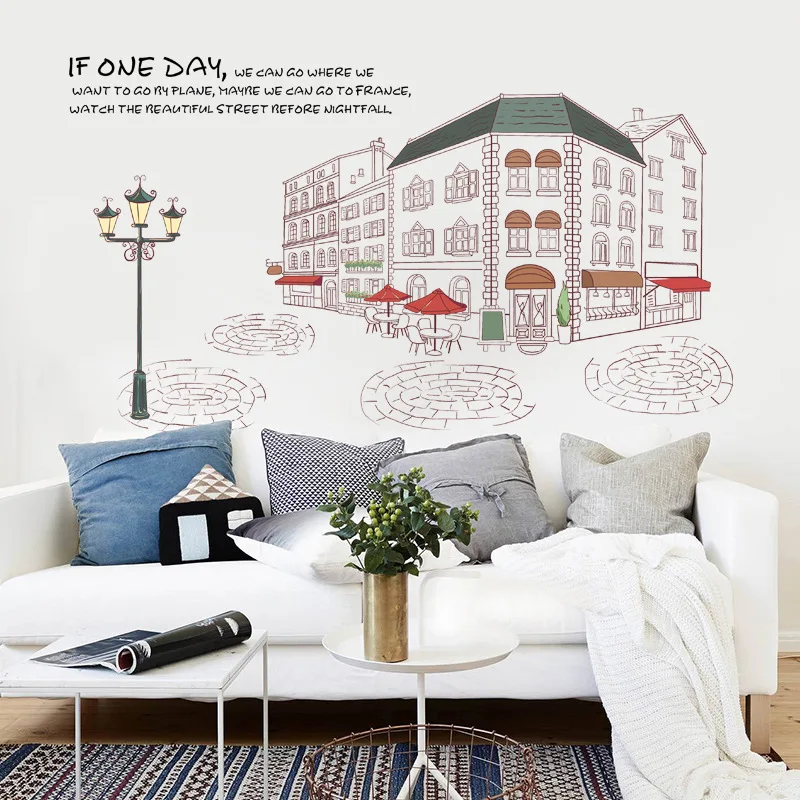Городской уличный пейзаж настенные наклейки домашний декор обои в европейском