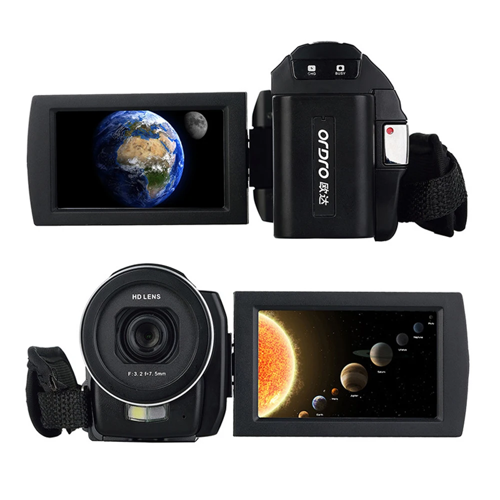 [Авторизованный Дистрибьютор] Ordro F5 FHD 1080P 3-дюймовый сенсорный экран 24MP 16X Zoom DV